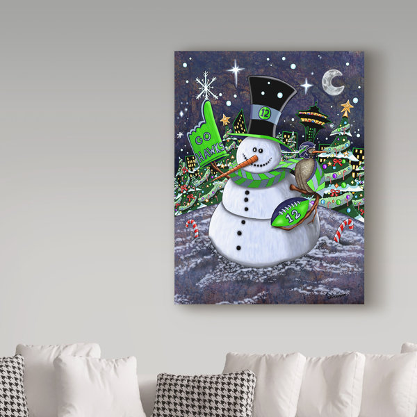 Trademark Art Jake Hose Jolly Hawk Snowman On Canvas by Jake Hose Print